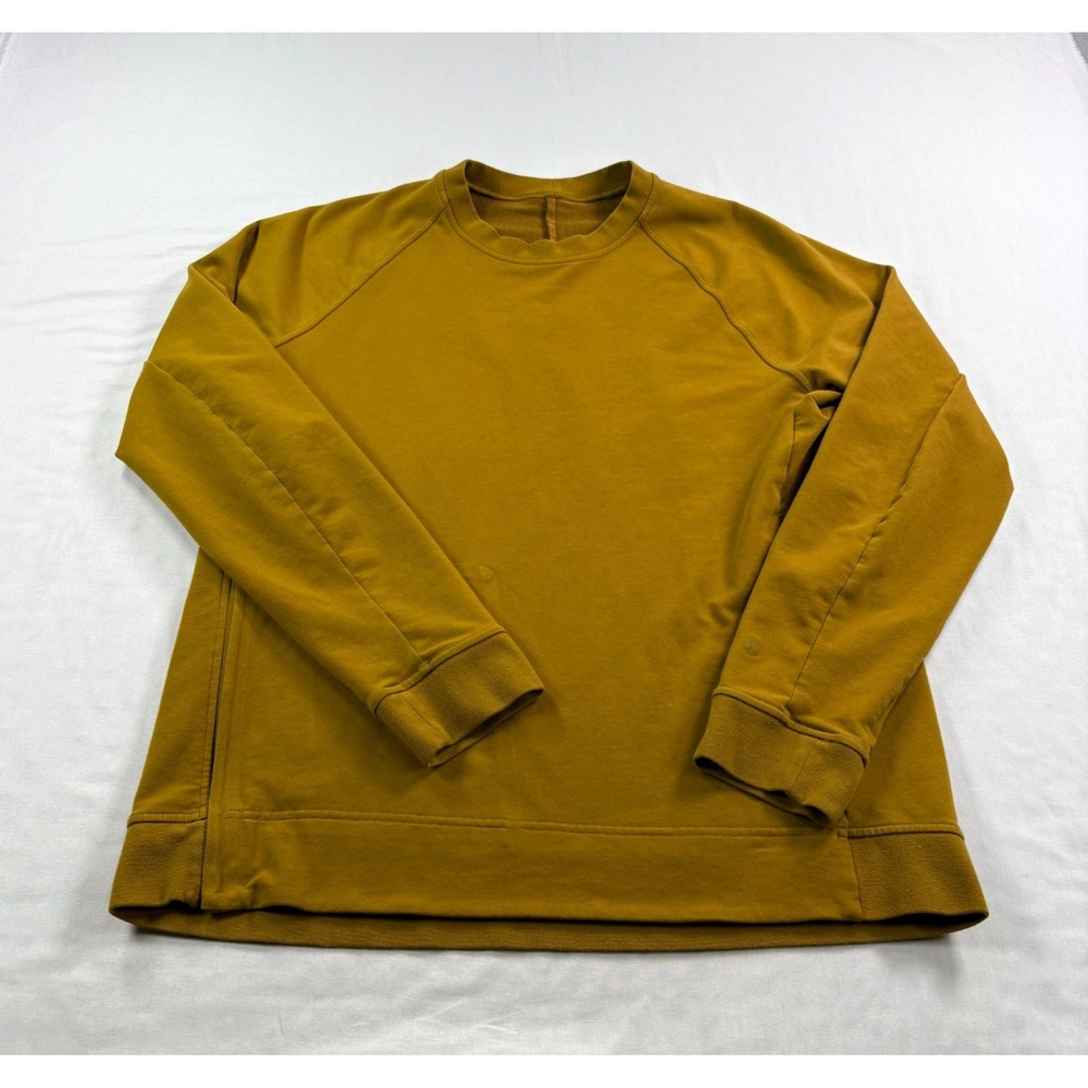 Lululemon Sweatshirt Mens Large Gold City Sweat Crew Neck Pullover Stretch
